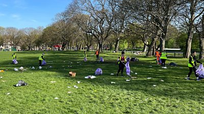 Volunteers litter-picking in Leeds park
