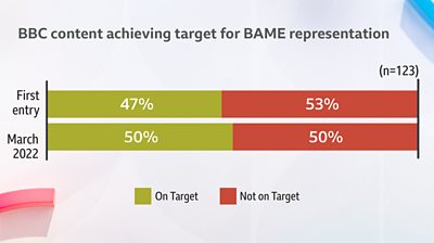 Bar charts visually showing the ethnicity represenation results.