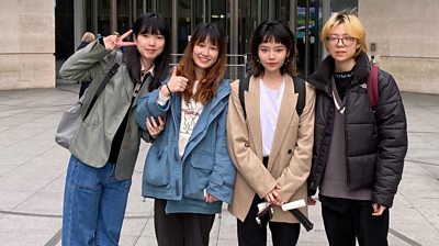 Four Chinese women that make up the Newcastle student collective outside the ̳'s New Broadcasting House