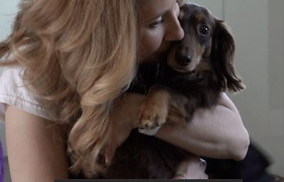 Lucy with a dachshund