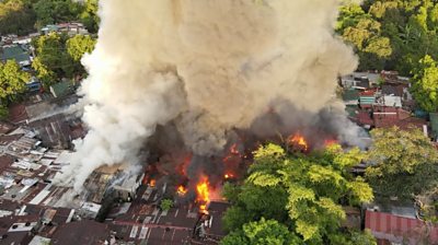 Drone footage of fire