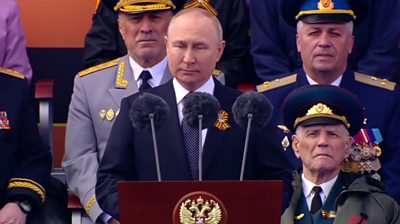 Russian President Vladimir Putin has given a Victory Day speech in Moscow's Red Square.