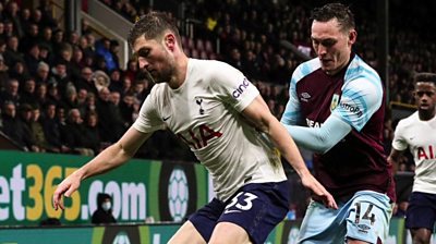 Burnley's Connor Roberts challenges Tottenham's Ben Davies