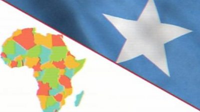 Somali flag and African continent