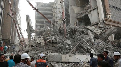Collapsed building in Iran