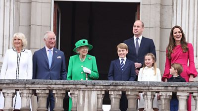 The Queen and some of the Royal Family on the balcony