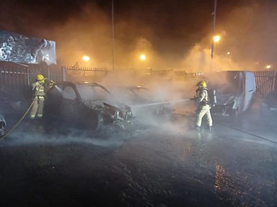 Two fire appliances from Ballymena fire station responded to the incident at a mechanic's garage at about 02:10 BST on Wednesday.