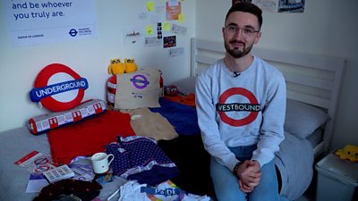 Ben Couillet moved to London three years ago and has already collected hundreds of pieces of Transport for London merchandise worth more than a thousand pounds.