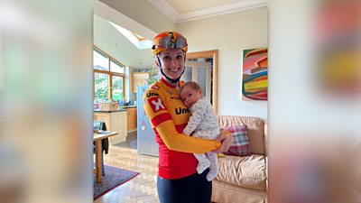 Welsh cyclist Elinor Barker and her son Nico