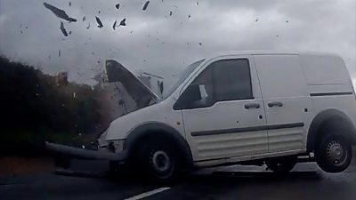 Van crashing into a car