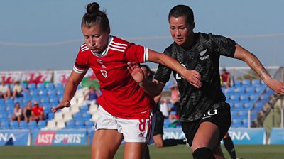 Angharad James in action for Wales against New Zealand