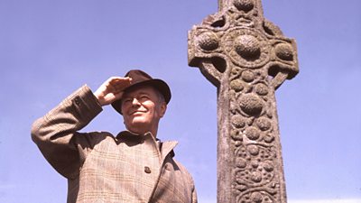 Kenneth Clark on location for the filming of Civlisation.