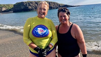 A group of women on Anglesey swim in the sea to help alleviate some of the symptoms of the menopause