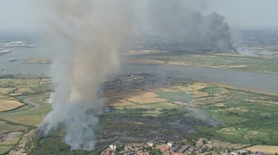 Fires raging in Dartford, Kent and Wennington, eastern outskirts of London