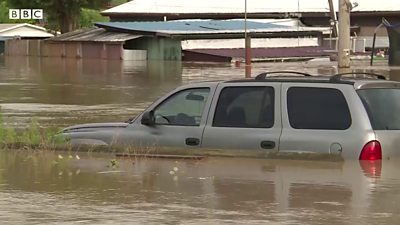A car trapped in flood