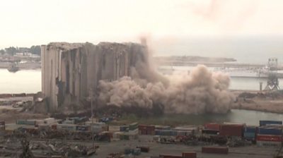 The port silo collapsing