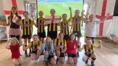 Girls at Rotherfield United cheer on England