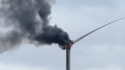 A wind turbine in the Sutton Fields area of Hull has caught fire.

Locals took to social media to post videos of the fire on Wednesday morning (3 August).