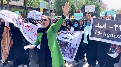 Female protesters in Kabul