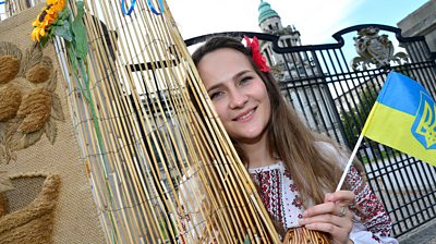 A Ukrainian woman at Belfast City Hall