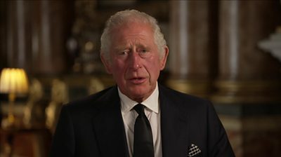 King Charles III speaking from Buckingham Palace