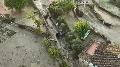 Aerial footage shows aftermath of deadly flash floods in Italy
