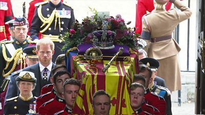 Queen's coffin and pallbearers