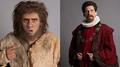 Laurence Rickard as Robin the Caveman and Humphrey’s Head in Ghosts