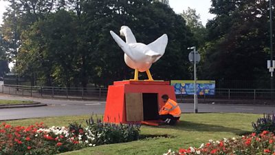 Goose fair mascot goes on display