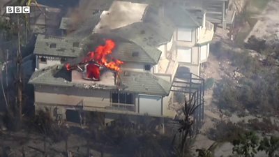 House on fire after Hurricane Ian struck Florida