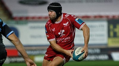Leigh Halfpenny of Scarlets in action against Cardiff