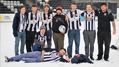 group of football fans