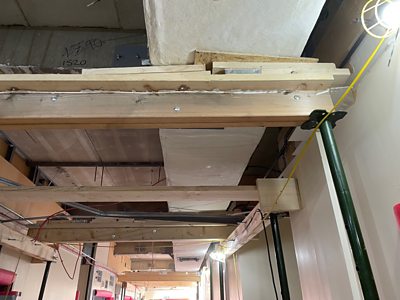 Ceiling props at the Queen Elizabeth hospital in King's Lynn