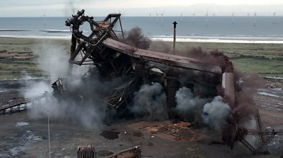 The Redcar blast furnace collapsing