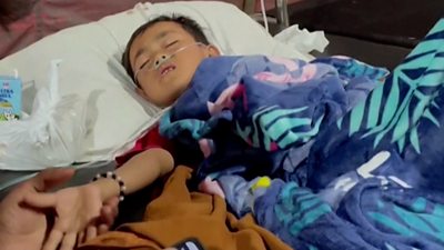 Five-year-old Azka Maulana Malik in hospital