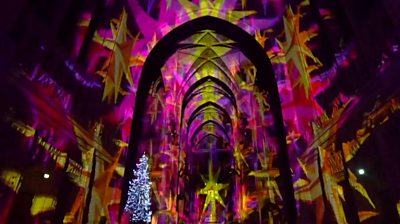 lights show in cathedral