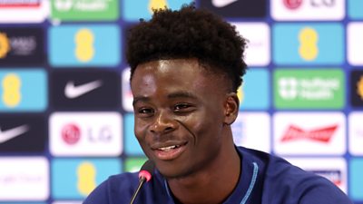 Bukayo Saka at England news conference