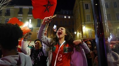Fan's in Nice celebrating Morocco's win