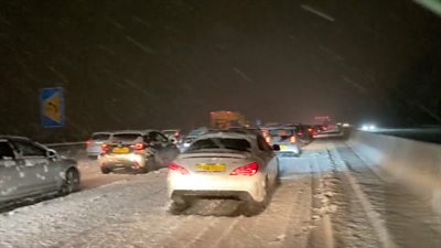 Stranded motorists post pictures online of cars and lorries at a standstill on the M25.