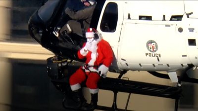 Santa on helicopter