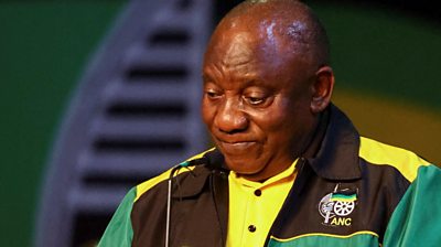 Cyril Ramaphosa waiting to speak at the conference