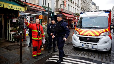 Emergency services at the scene of a shooting in Paris