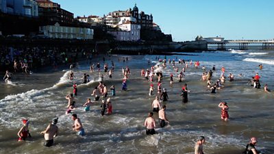 Boxing Day dippers at Cromer in Norfolk