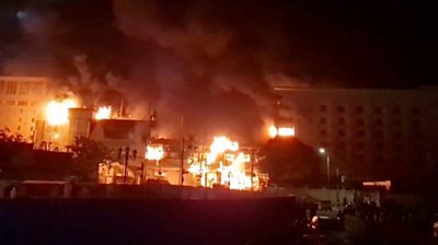 The casino on fire