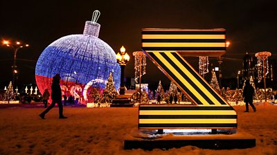 Decorations for Christmas and the New Year holidays in centre of Moscow