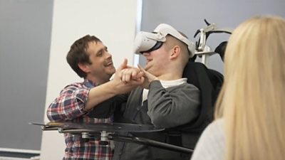 Aaron Hawxwell and Jacob using the VR headset