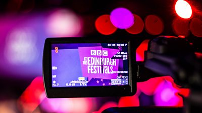  tv at the Edinburgh Festival showing on a camera monitor