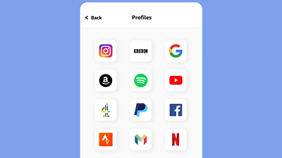  Screenshot of app showing app profiles