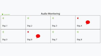  Web interface displaying audio warnings