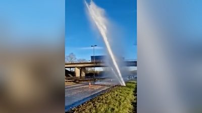 The burst water main on the A1
